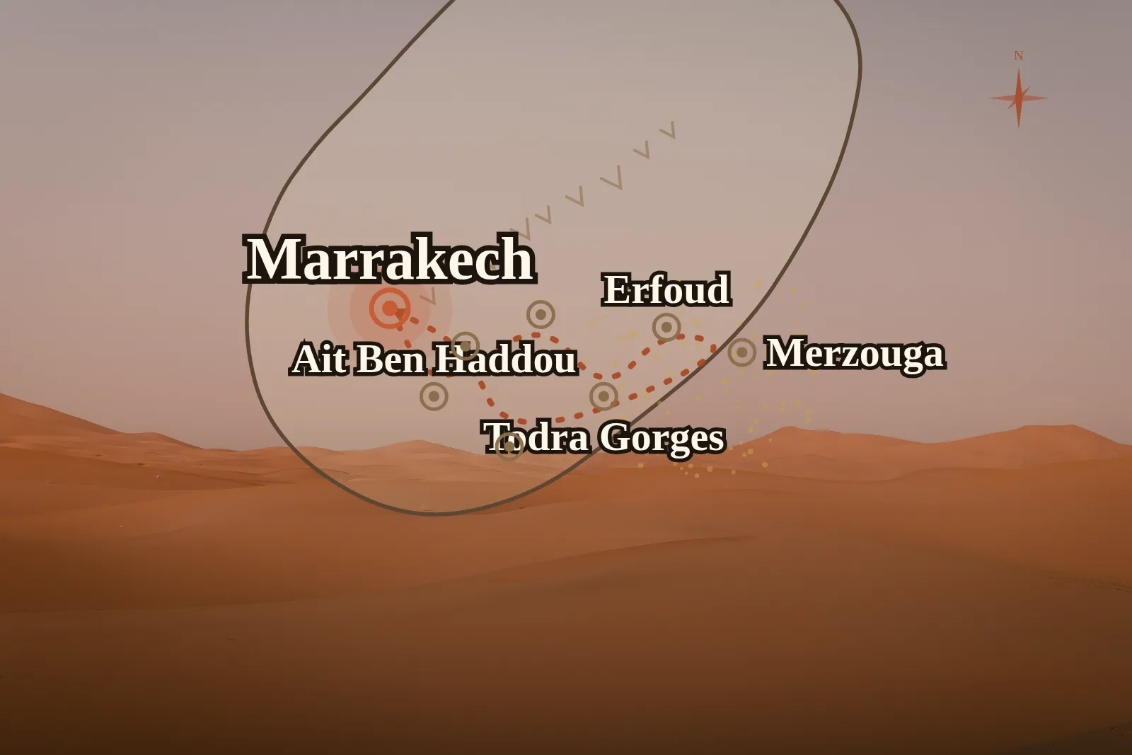 3 Days Marrakech to Merzouga Desert Tour — route map 2
