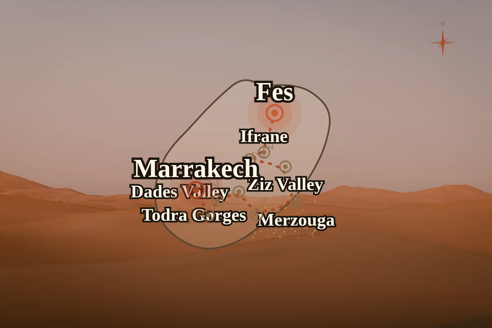 Tour del Deserto da Fes a Marrakech 3 Giorni — mappa del percorso 2